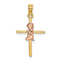 10K Two-Tone 2-D Boy On Cross Charm