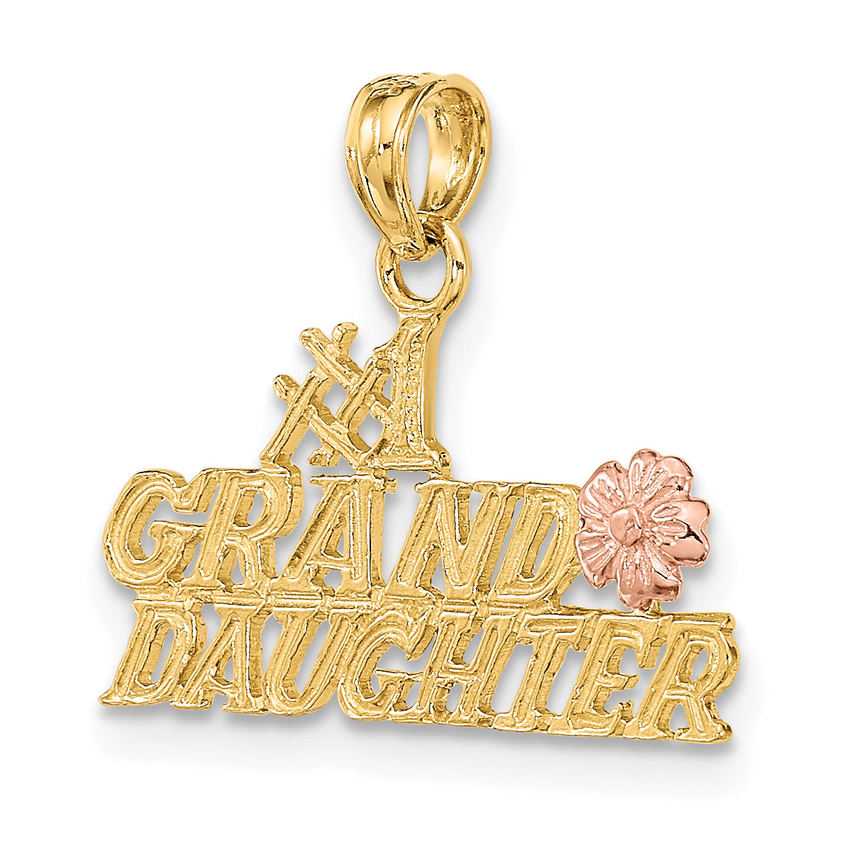 10k Two-Tone #1 GRANDDAUGHTER w/ Flowers Charm