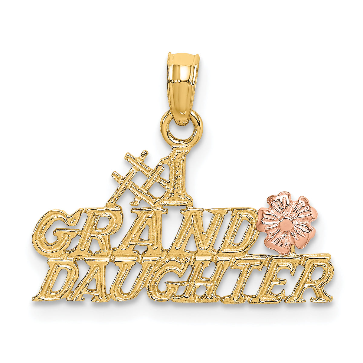 10k Two-Tone #1 GRANDDAUGHTER w/ Flowers Charm