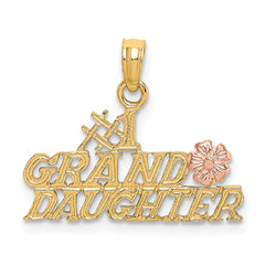 10k Two-Tone #1 GRANDDAUGHTER w/ Flowers Charm