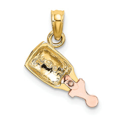 10k Two-Tone Baby Bottle Charm