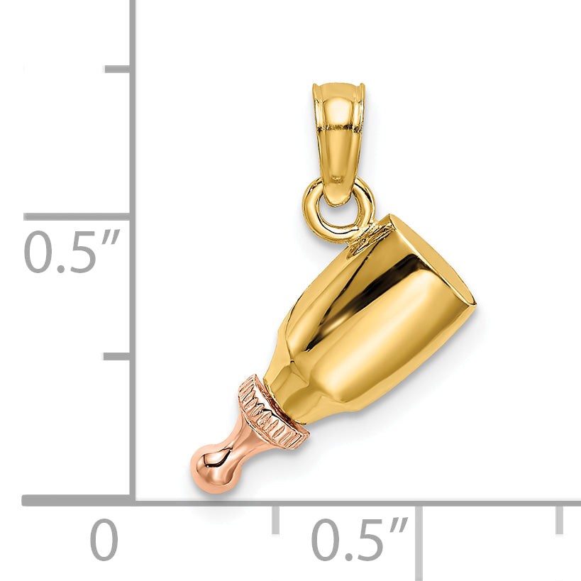 10k Two-Tone Baby Bottle Charm