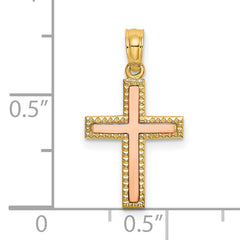 10k Two-tone Polished Cross Charm