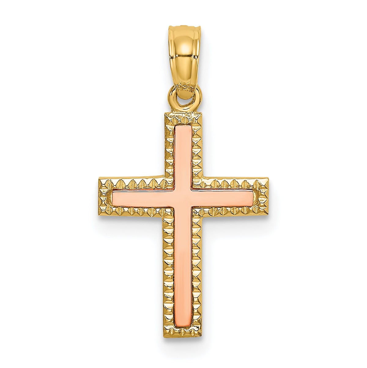 10k Two-tone Polished Cross Charm