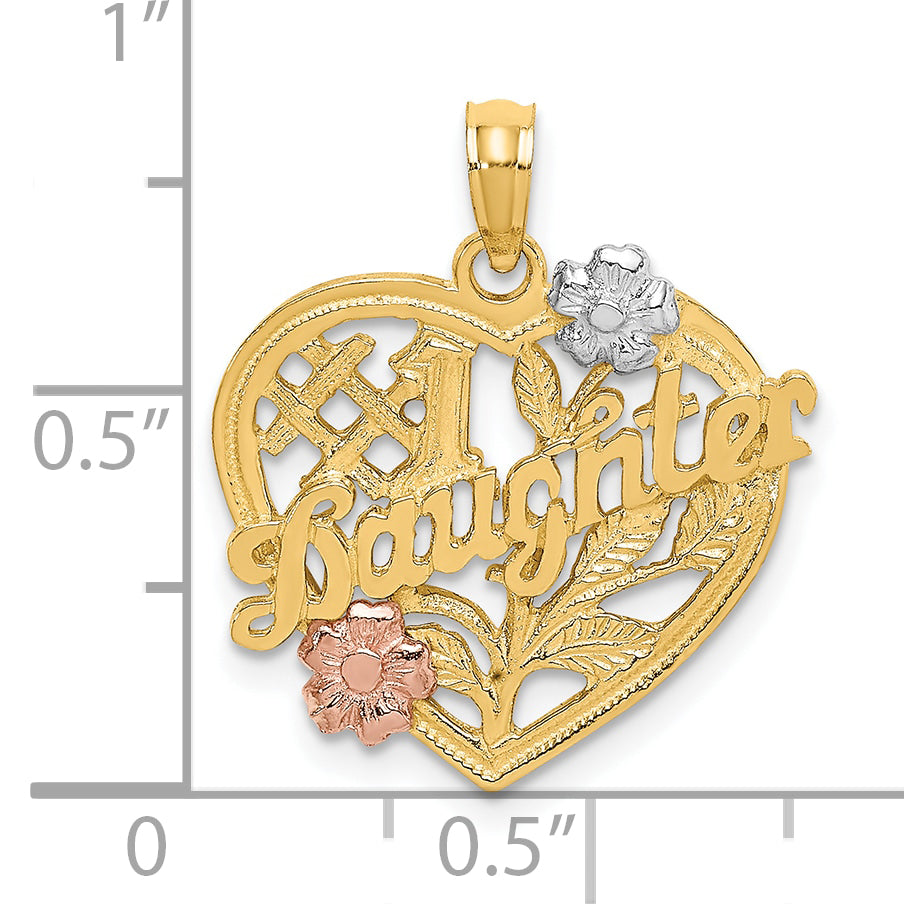 10k Two-tone w/White Rhodium #1 DAUGHTER Heart Charm