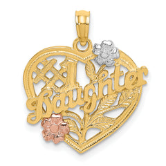 10k Two-tone w/White Rhodium #1 DAUGHTER Heart Charm