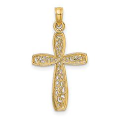 10K W/ Rhodium Filigree Cross Charm