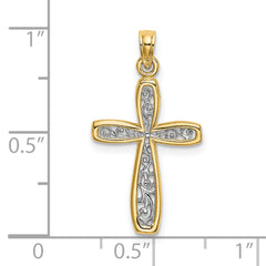 10K W/ Rhodium Filigree Cross Charm