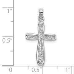 10K White Gold Filigree Cross Charm