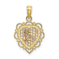 10K Two-tone w/Rhodium Small Angel In Heart Charm