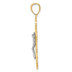 10K Two-tone Crucifix W/ Scrolled Tips Charm