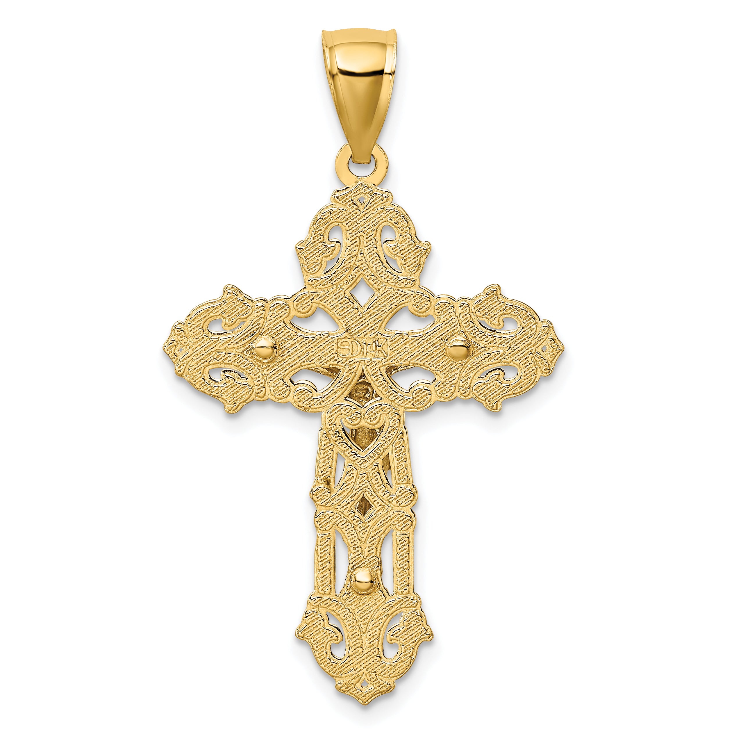 10K Two-tone Crucifix W/ Scrolled Tips Charm