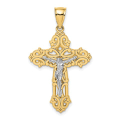 10K Two-tone Crucifix W/ Scrolled Tips Charm