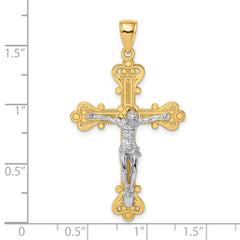 10k Two-Tone Engraved Crucifix Charm