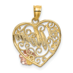 10k Two-tone w/White Rhodium #1 MOM Heart Charm