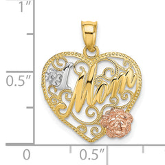 10k Two-tone w/White Rhodium #1 MOM Heart Charm