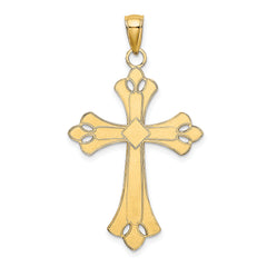 10K W/ Rhodium Scalloped Edges Cross Charm