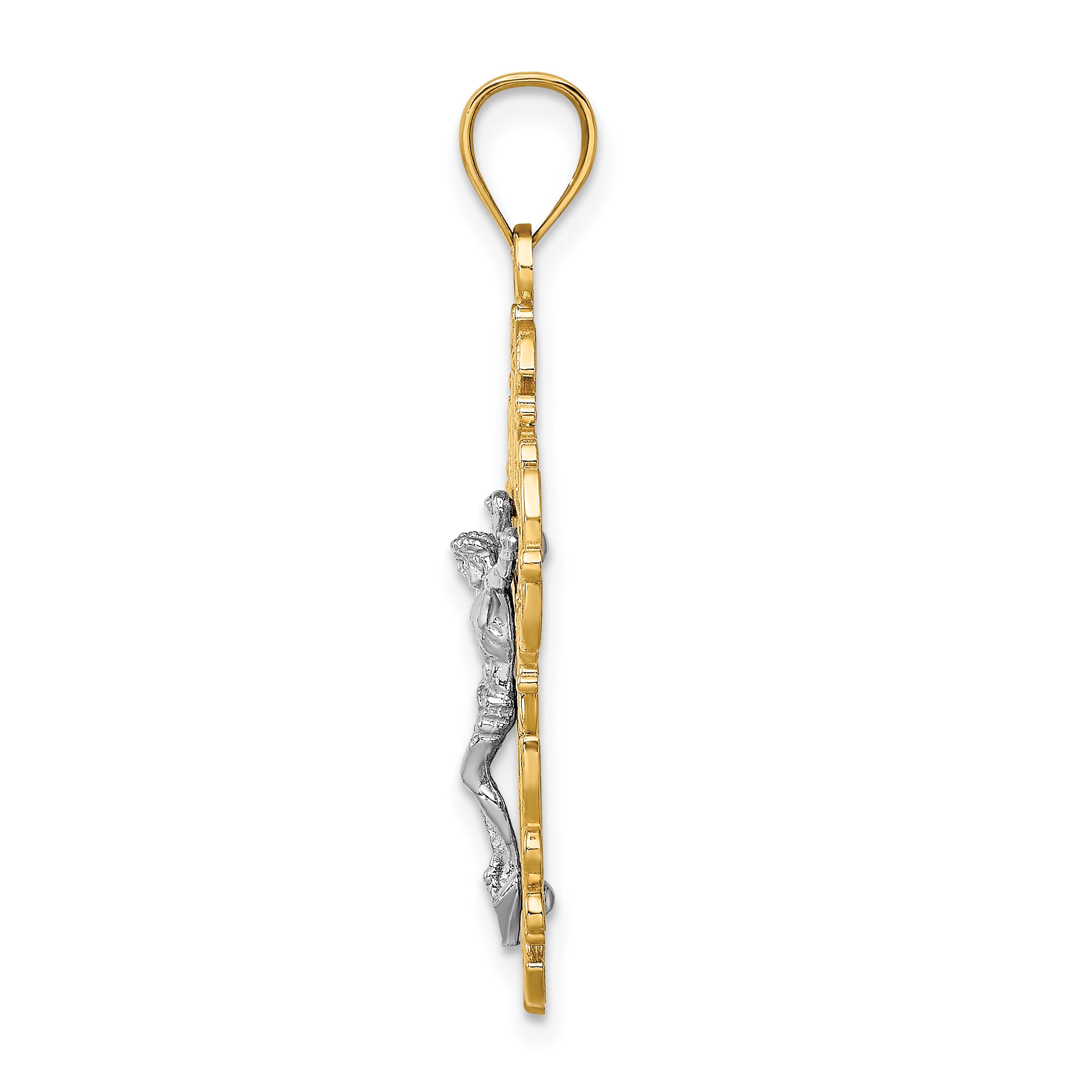 10K Two-Tone w/Lace Trim Crucifix Charm