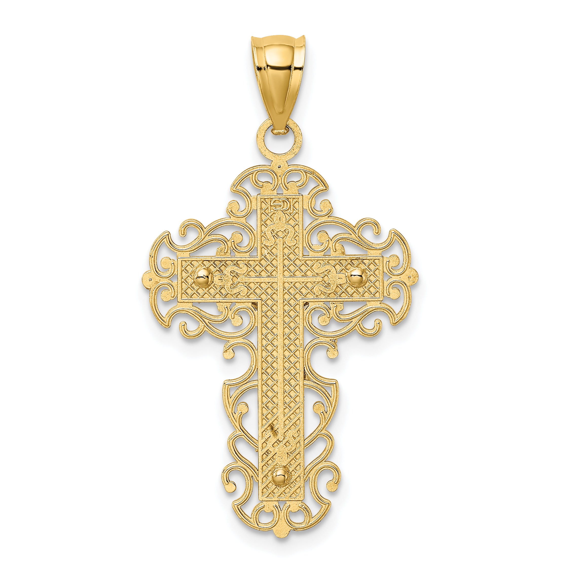 10K Two-Tone w/Lace Trim Crucifix Charm