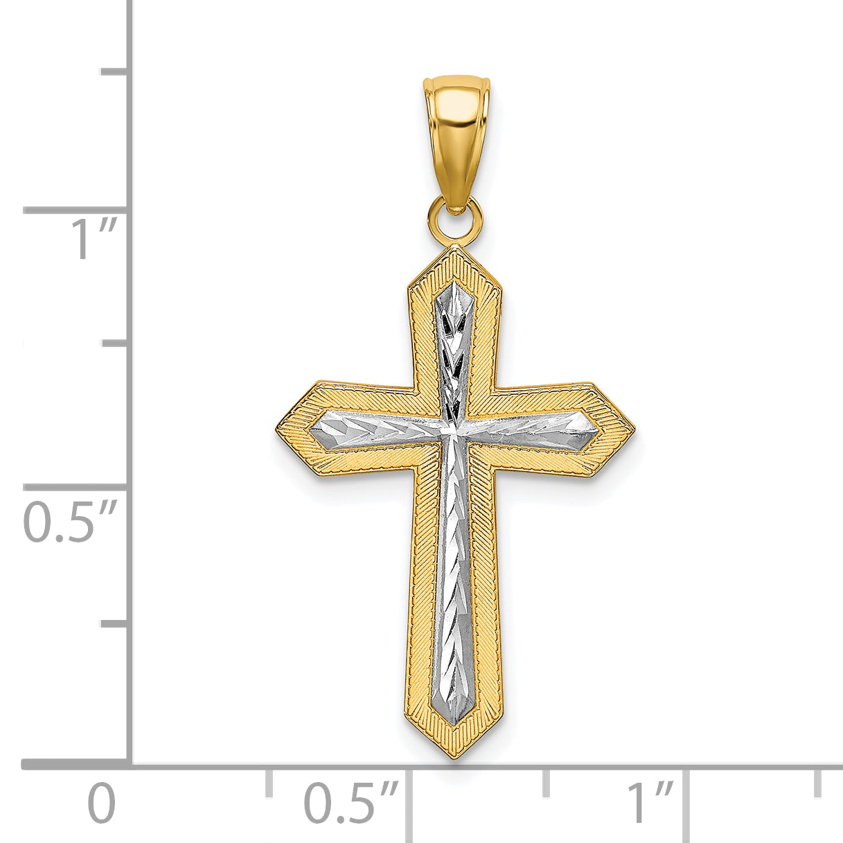 10K w/ Rhodium D/C Cross Pendant