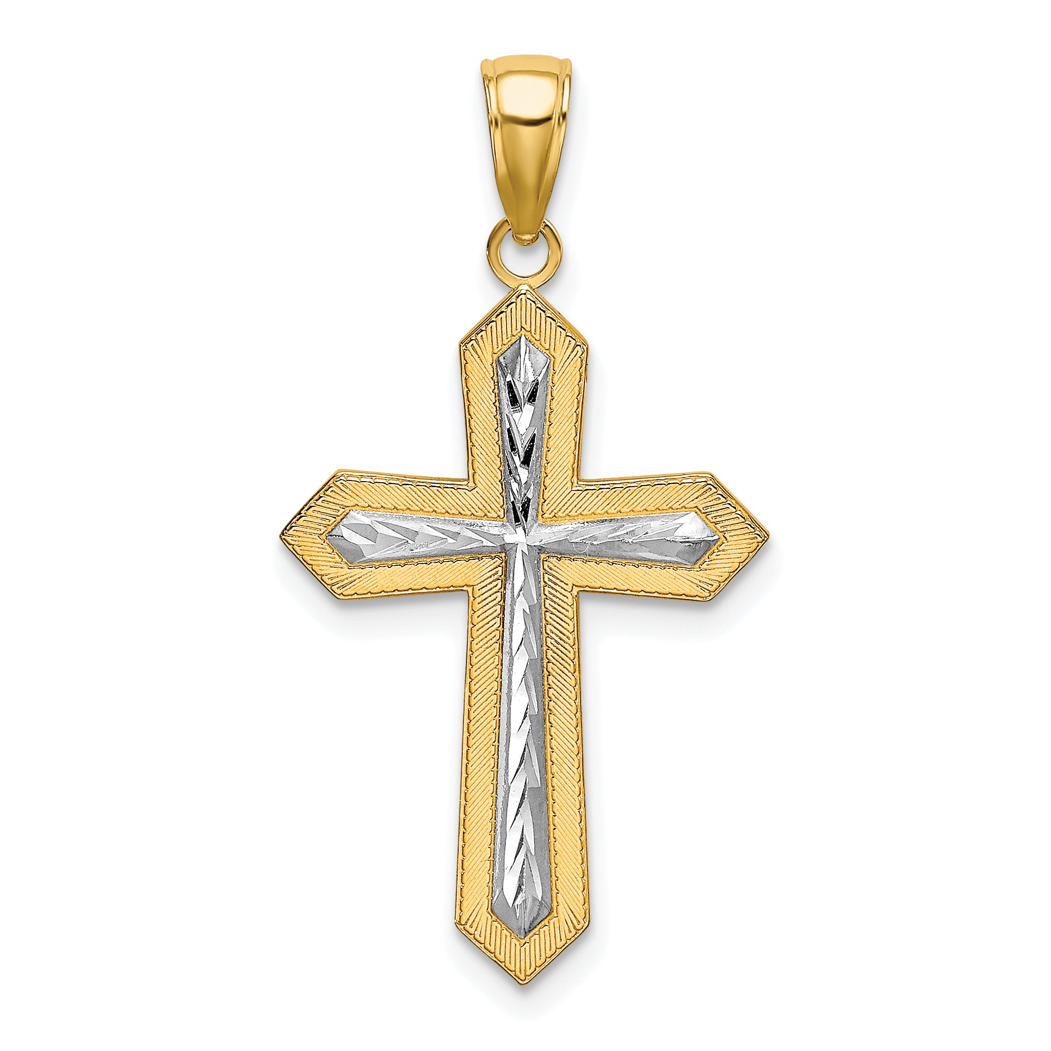 10K w/ Rhodium D/C Cross Pendant