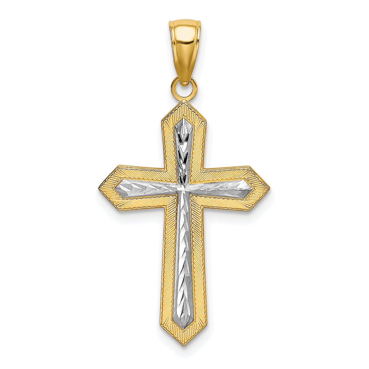 10K w/ Rhodium D/C Cross Pendant