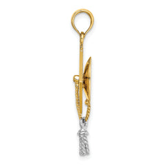 10k w/Rhodium 3-D Graduation Cap Moveable Tassle Charm