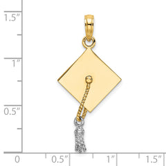 10k w/Rhodium 3-D Graduation Cap Moveable Tassle Charm