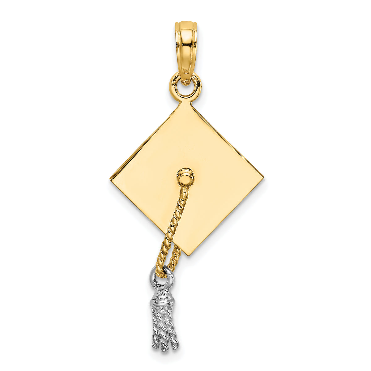 10k w/Rhodium 3-D Graduation Cap Moveable Tassle Charm