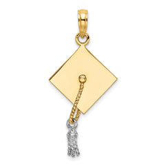 10k w/Rhodium 3-D Graduation Cap Moveable Tassle Charm