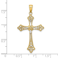 10K W/ Rhodium D/C Edges Cross Charm