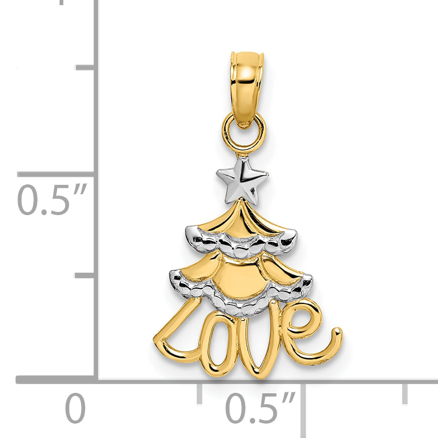 10K W/ Rhodium Christmas Tree Charm