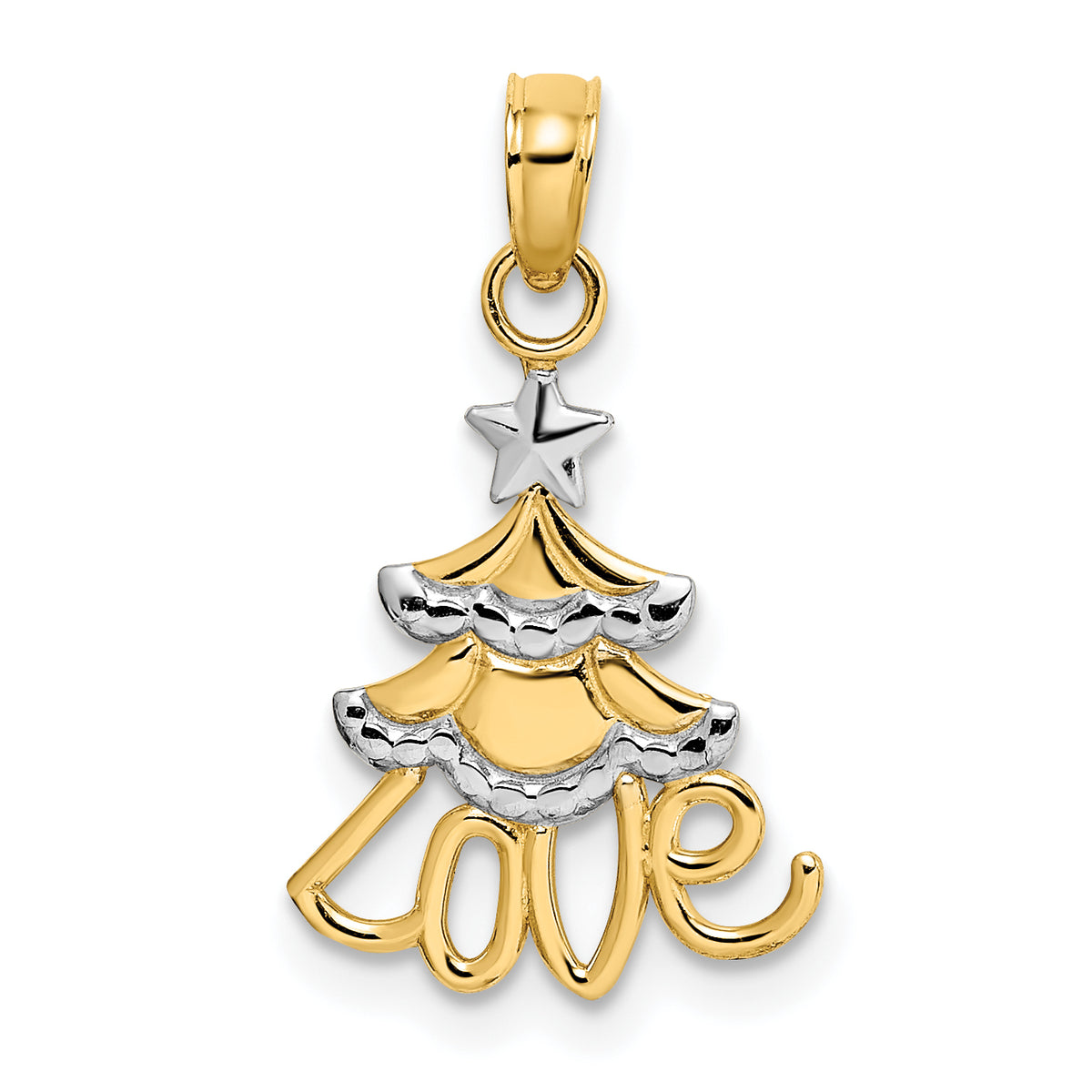 10K W/ Rhodium Christmas Tree Charm