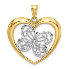 10K w/Rhodium Butterfly In Heart Charm