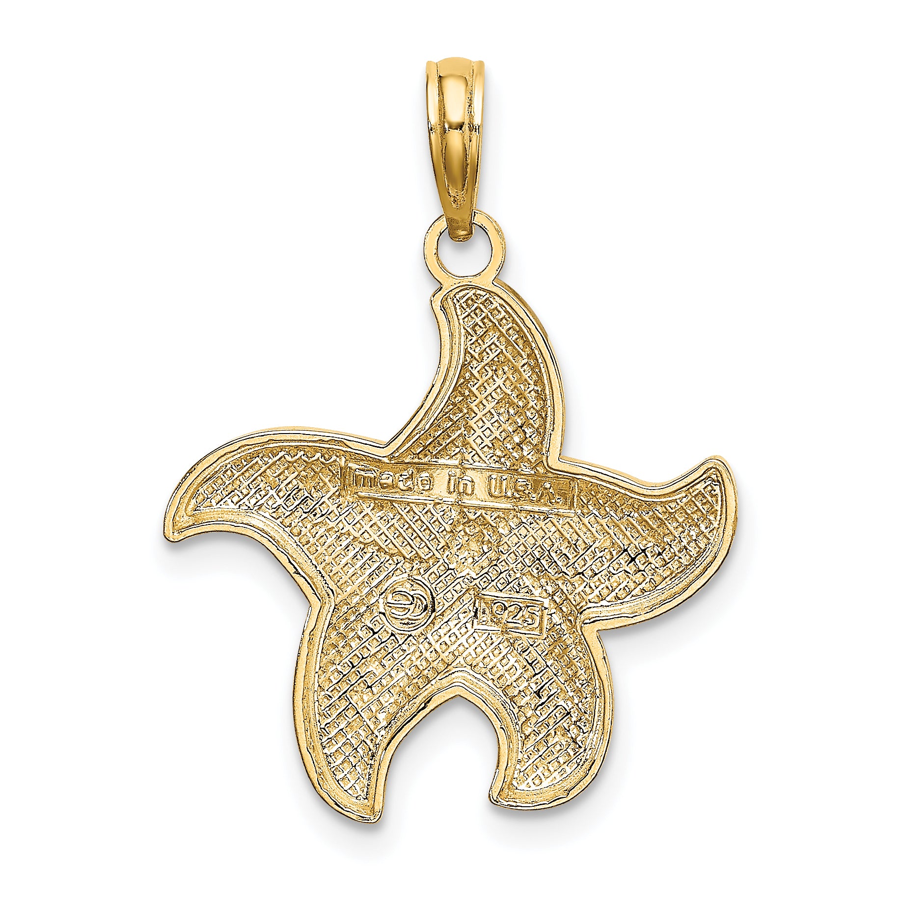 10K w/Rhodium D/C Polished Starfish Charm