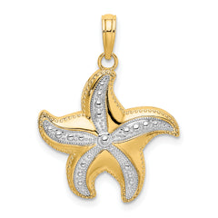 10K w/Rhodium D/C Polished Starfish Charm