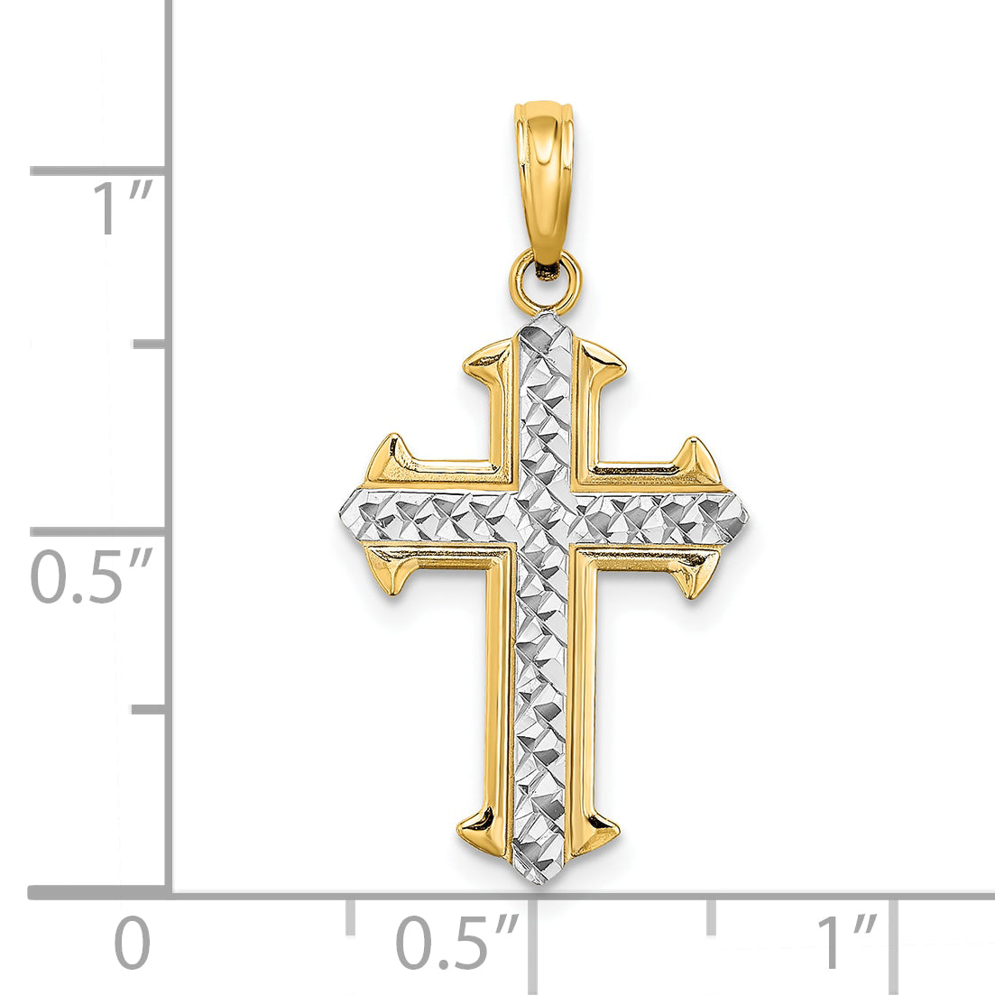 10K w/ Rhodium D/C Cross Pendant