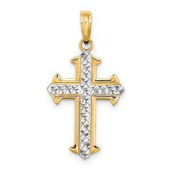 10K w/ Rhodium D/C Cross Pendant