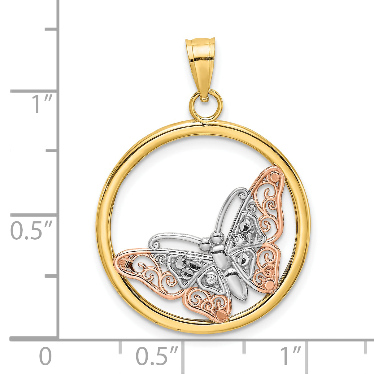 10K Two-tone w/White Rhodium Butterfly Charm