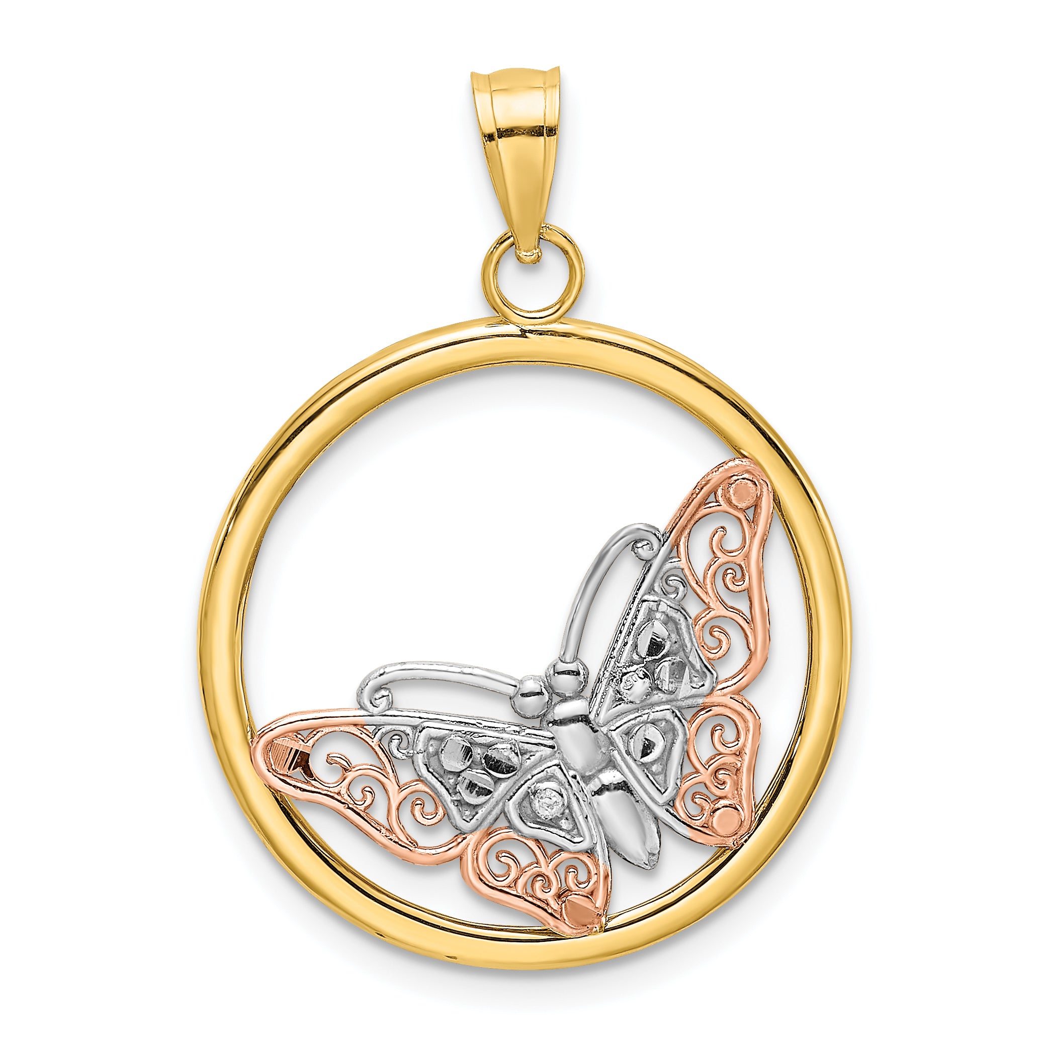 10K Two-tone w/White Rhodium Butterfly Charm