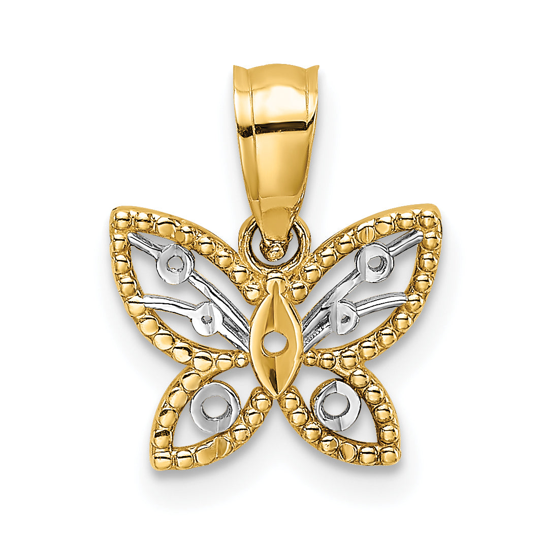 10k w/ Rhodium Mini D/C Butterfly Charm