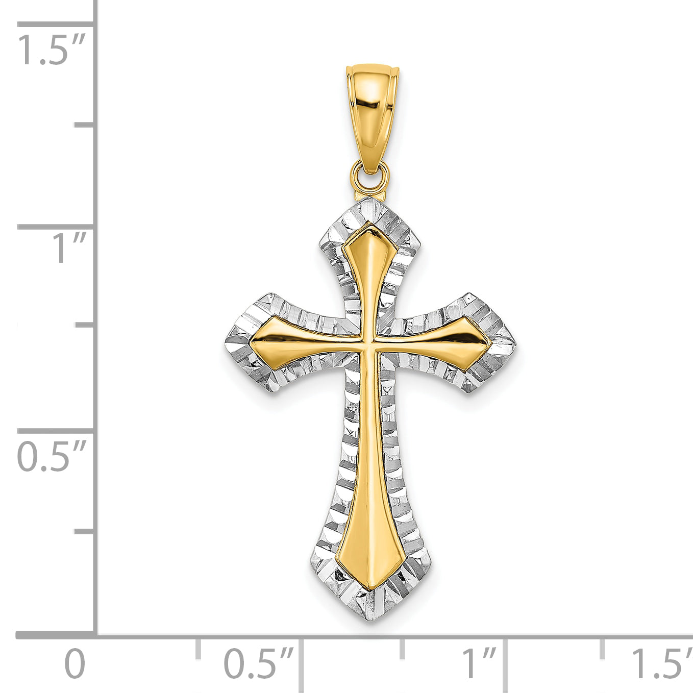 10K W/ Rhodium D/C Reversible Cross Charm