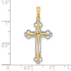 10K W/ Rhodium D/C Reversible Cross Charm