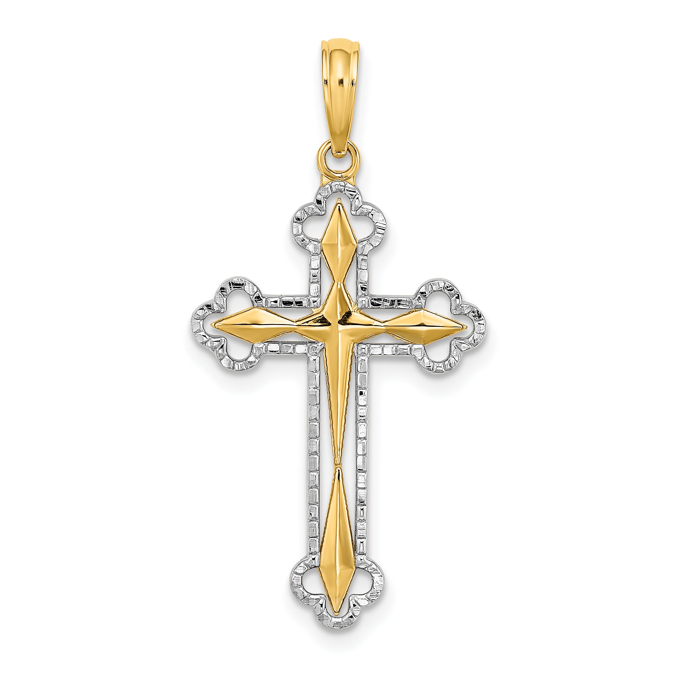 10K W/ Rhodium D/C Reversible Cross Charm