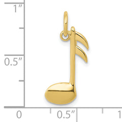 10k Polished Flat-Backed Musical Note Charm