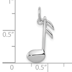 10k White Gold Polished Flat-Backed Musical Note Charm