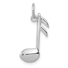 10k White Gold Polished Flat-Backed Musical Note Charm