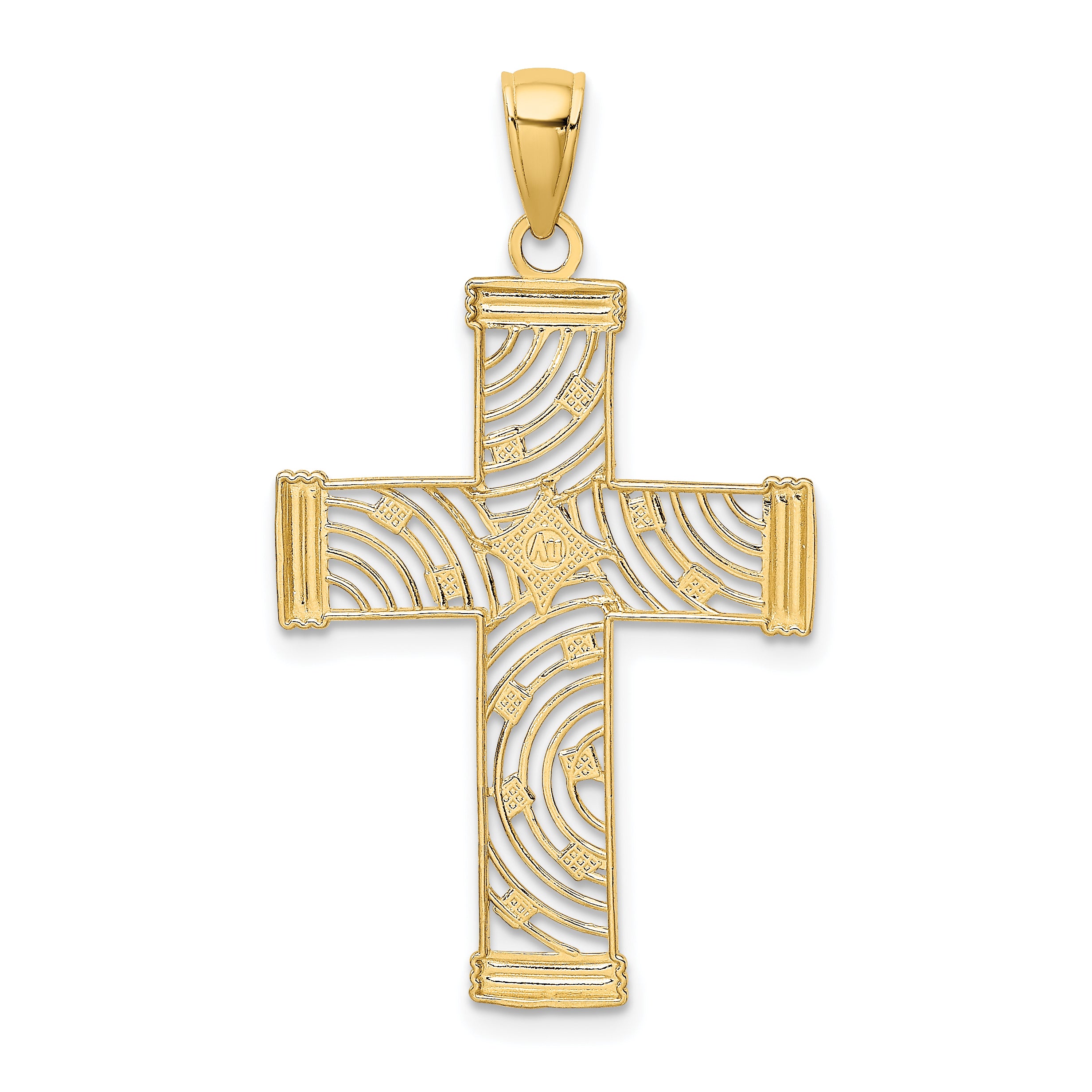 10K W/ Rhodium D/C and Cut-Out Cross Charm