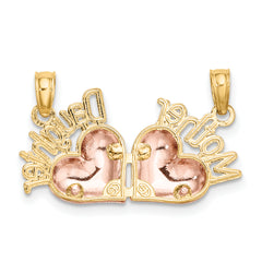 10k Two-Tone MOTHER and DAUGHTER Break-Apart Hearts Charm