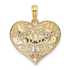 10K Two-tone w/White Rhodium GRANDMA Heart Charm